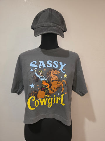 Alani Luxury Sassy Cowgirl Graphic T-Shirt & Gray Hat Combo