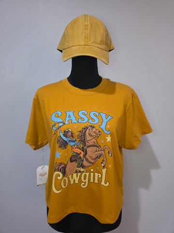 Alani Luxury Sassy Cowgirl Graphic T-Shirt & Yellow Hat Combo