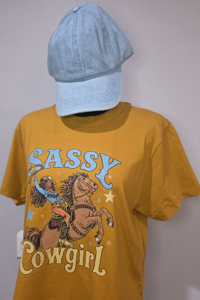 Sassy Cowgirl Graphic T-Shirt & Vintage Hat Set