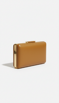 Structured Leather Clutch with Gold Hardware