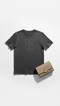 Noir Slate Cotton Tee with Gold Accent